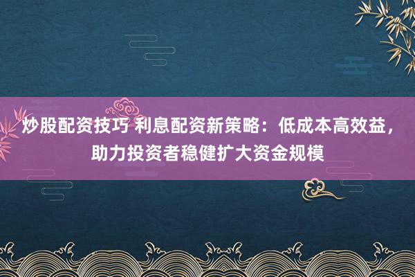 炒股配资技巧 利息配资新策略：低成本高效益，助力投资者稳健扩大资金规模