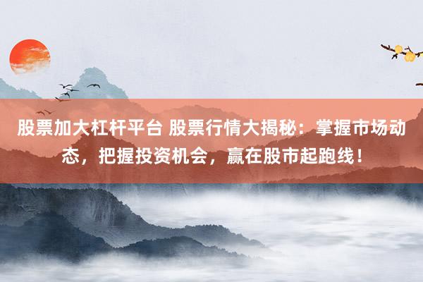 股票加大杠杆平台 股票行情大揭秘：掌握市场动态，把握投资机会，赢在股市起跑线！