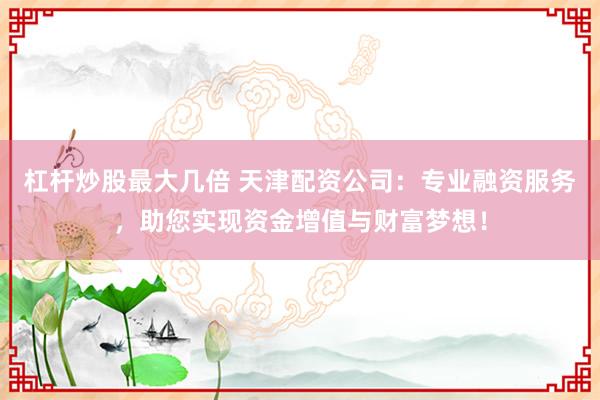 杠杆炒股最大几倍 天津配资公司：专业融资服务，助您实现资金增值与财富梦想！