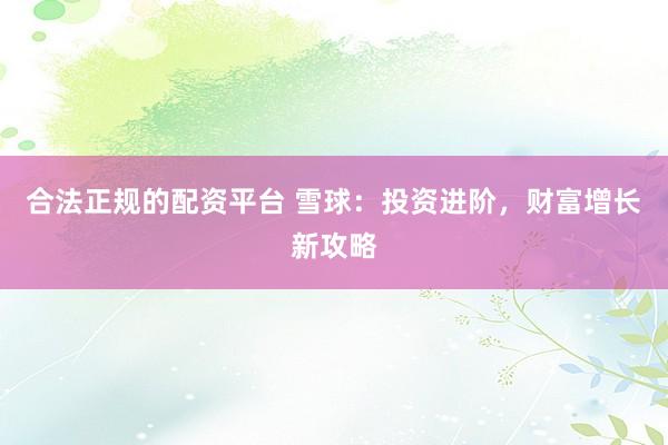 合法正规的配资平台 雪球：投资进阶，财富增长新攻略