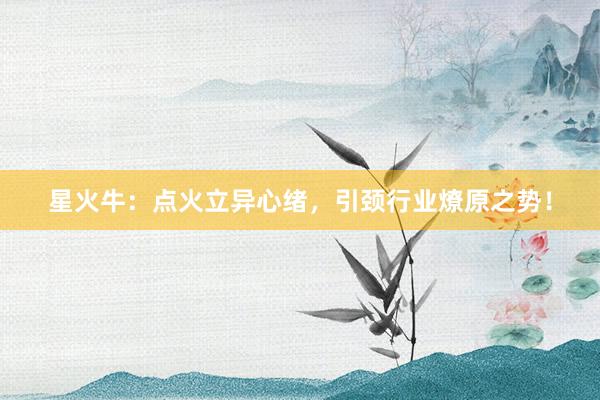星火牛：点火立异心绪，引颈行业燎原之势！