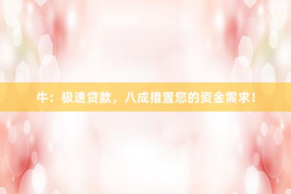 牛：极速贷款，八成措置您的资金需求！