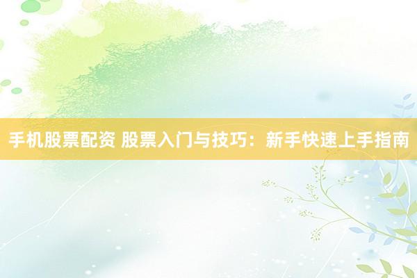 手机股票配资 股票入门与技巧：新手快速上手指南