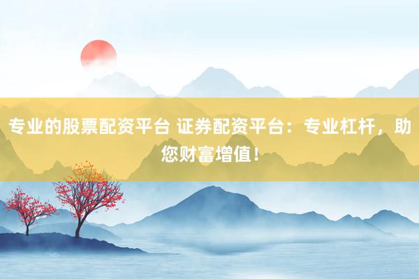 专业的股票配资平台 证券配资平台：专业杠杆，助您财富增值！