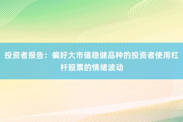 投资者报告：偏好大市值稳健品种的投资者使用杠杆股票的情绪波动
