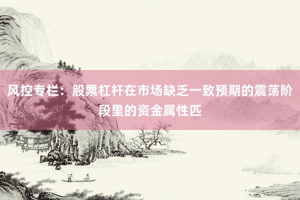 风控专栏：股票杠杆在市场缺乏一致预期的震荡阶段里的资金属性匹