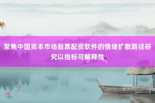 聚焦中国资本市场股票配资软件的情绪扩散路径研究以指标可解释性