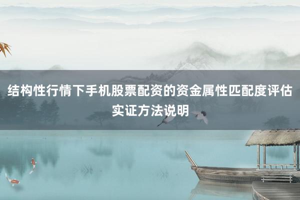 结构性行情下手机股票配资的资金属性匹配度评估实证方法说明